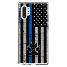 DistinctInk® Clear Shockproof Hybrid Case for Apple iPhone / Samsung Galaxy / Google Pixel - Thin Blue Line US Flag K9 Dog Paw