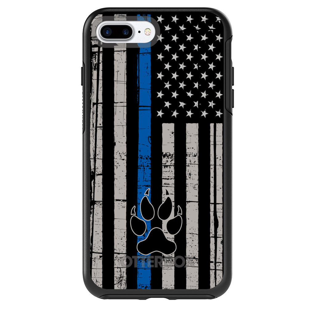 Thin Blue Line US Flag K9 Dog Paw OtterBox Symmetry Case for iPhone & Galaxy, view 2