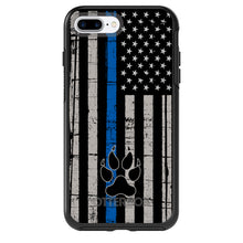 DistinctInk™ OtterBox Symmetry Series Case for Apple iPhone / Samsung Galaxy / Google Pixel - Thin Blue Line US Flag K9 Dog Paw