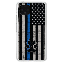 DistinctInk® Clear Shockproof Hybrid Case for Apple iPhone / Samsung Galaxy / Google Pixel - Thin Blue Line US Flag K9 Dog Paw