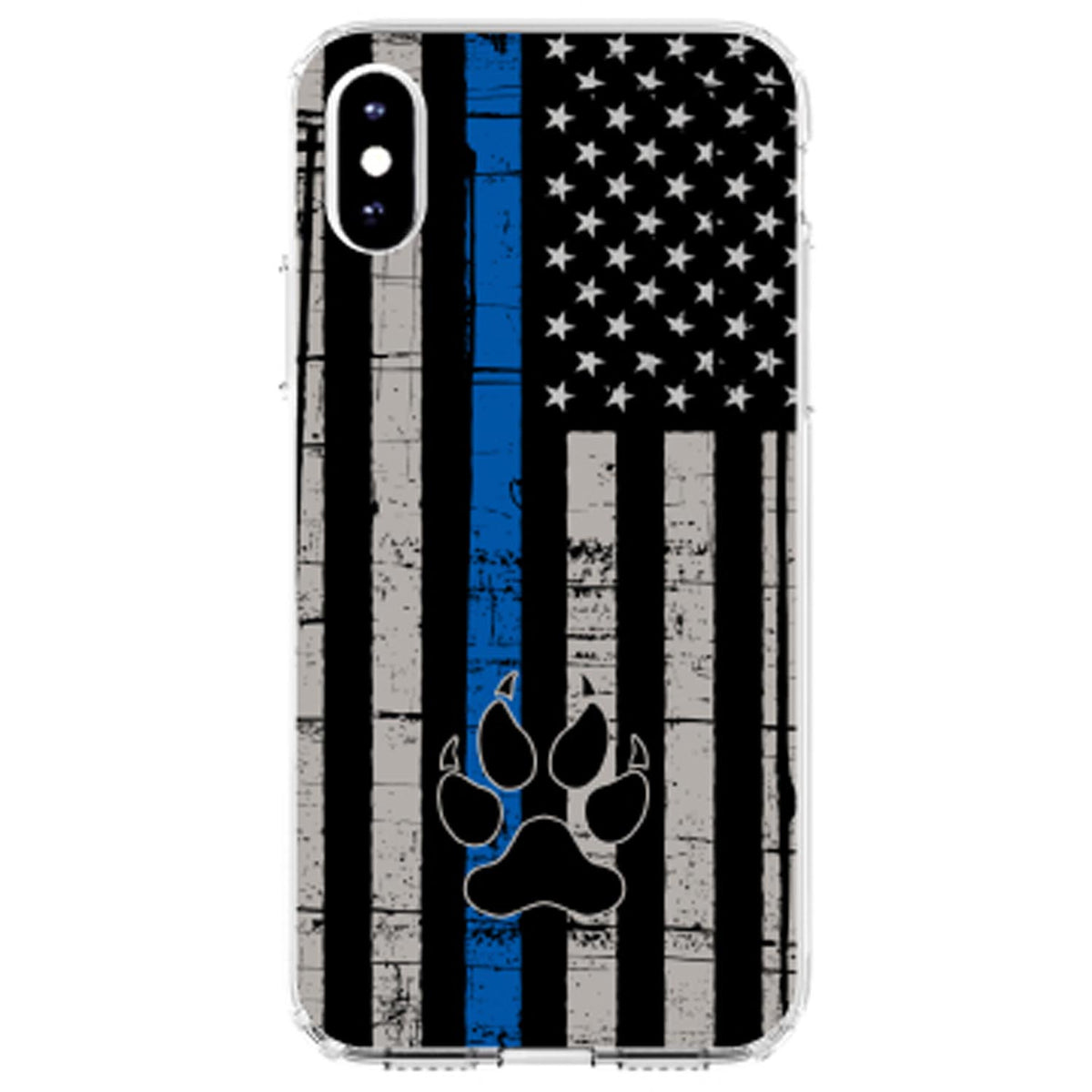 Thin Blue Line US Flag K9 Dog Paw Clear Shockproof iPhone Case, view 2