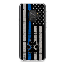 DistinctInk® Clear Shockproof Hybrid Case for Apple iPhone / Samsung Galaxy / Google Pixel - Thin Blue Line US Flag K9 Dog Paw