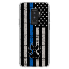 DistinctInk® Clear Shockproof Hybrid Case for Apple iPhone / Samsung Galaxy / Google Pixel - Thin Blue Line US Flag K9 Dog Paw