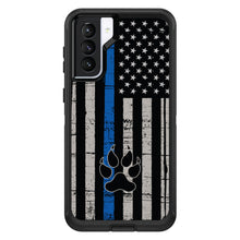 DistinctInk™ OtterBox Defender Series Case for Apple iPhone / Samsung Galaxy / Google Pixel - Thin Blue Line US Flag K9 Dog Paw