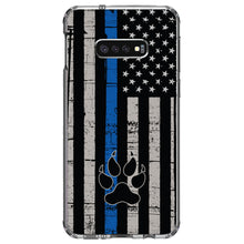 DistinctInk® Clear Shockproof Hybrid Case for Apple iPhone / Samsung Galaxy / Google Pixel - Thin Blue Line US Flag K9 Dog Paw