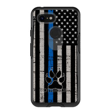 DistinctInk™ OtterBox Symmetry Series Case for Apple iPhone / Samsung Galaxy / Google Pixel - Thin Blue Line US Flag K9 Dog Paw