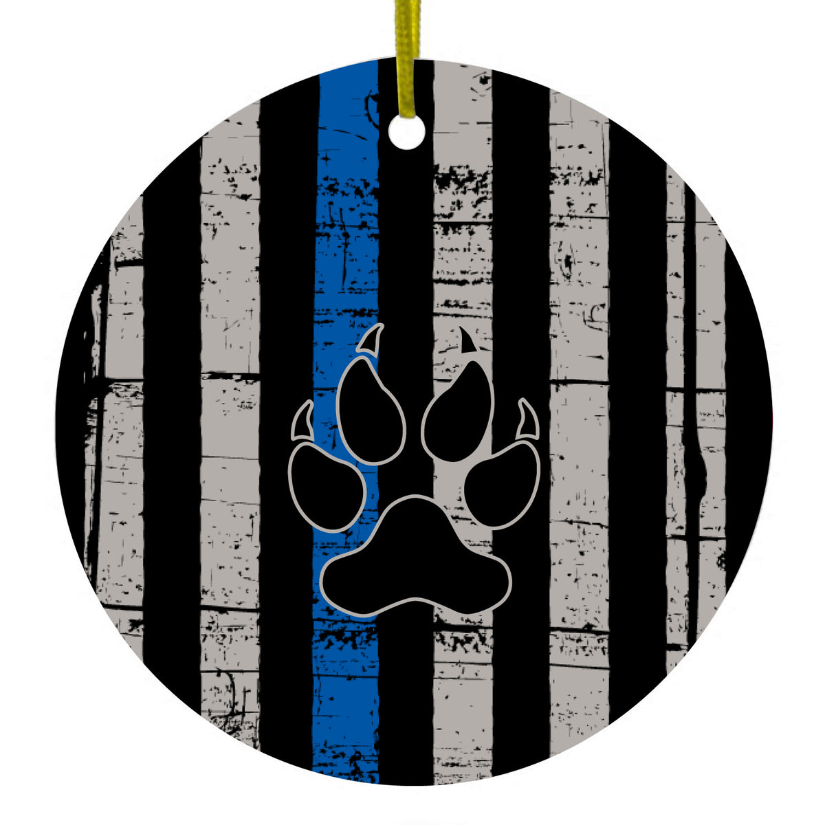 Thin Blue Line US Flag K9 Dog Paw Ceramic Ornament
