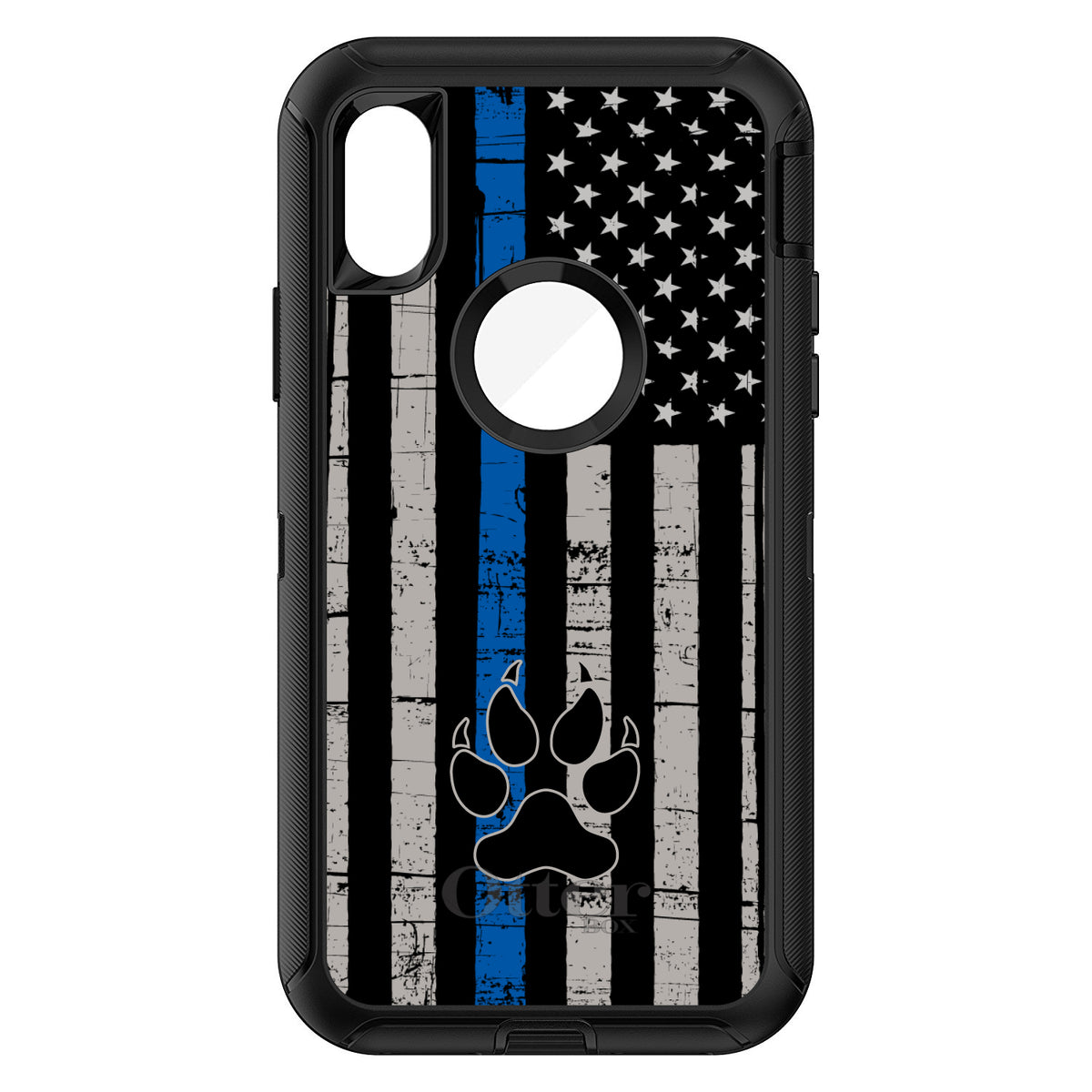 Thin Blue Line US Flag K9 Dog Paw OtterBox Defender Case for iPhone & Galaxy, view 3
