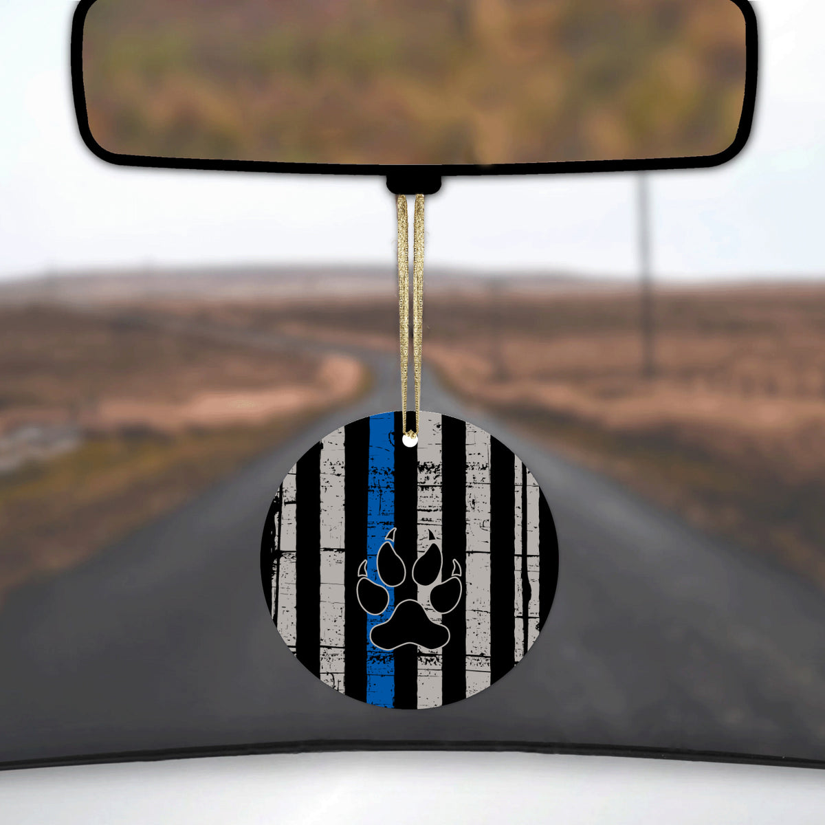 Thin Blue Line US Flag K9 Dog Paw Ceramic Ornament, view 3