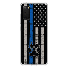 DistinctInk® Clear Shockproof Hybrid Case for Apple iPhone / Samsung Galaxy / Google Pixel - Thin Blue Line US Flag K9 Dog Paw