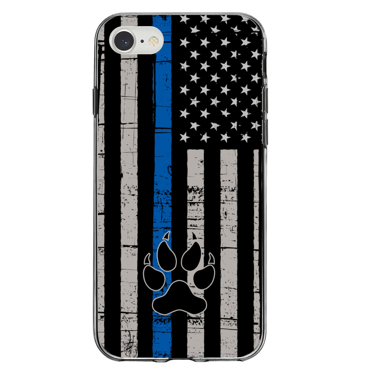 Thin Blue Line US Flag K9 Dog Paw Clear Shockproof iPhone Case, view 5