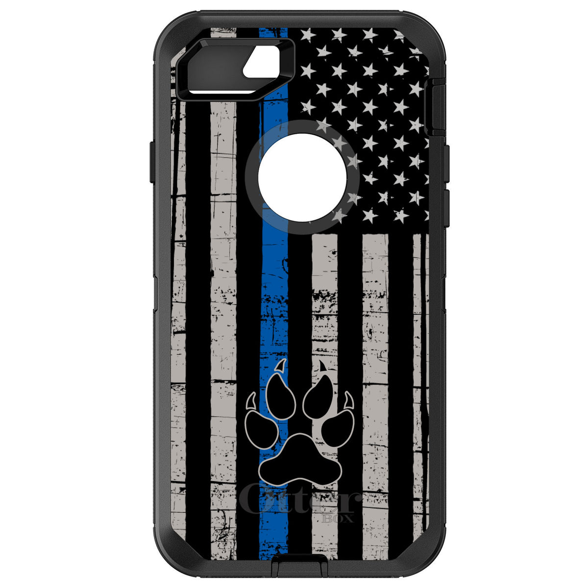 Thin Blue Line US Flag K9 Dog Paw OtterBox Defender Case for iPhone & Galaxy