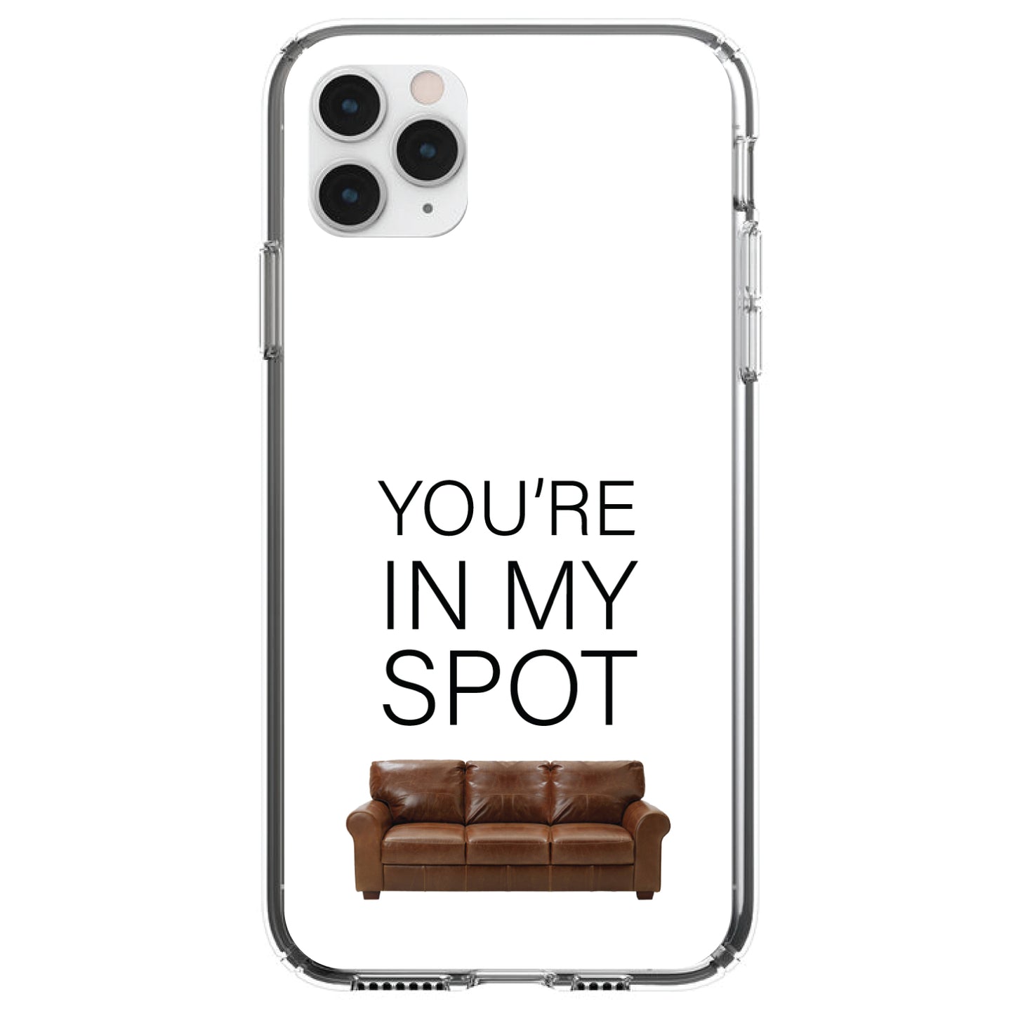 DistinctInk® Clear Shockproof Hybrid Case for Apple iPhone / Samsung Galaxy / Google Pixel - Brown Couch 