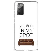 DistinctInk® Clear Shockproof Hybrid Case for Apple iPhone / Samsung Galaxy / Google Pixel - Brown Couch "You're in My Spot"