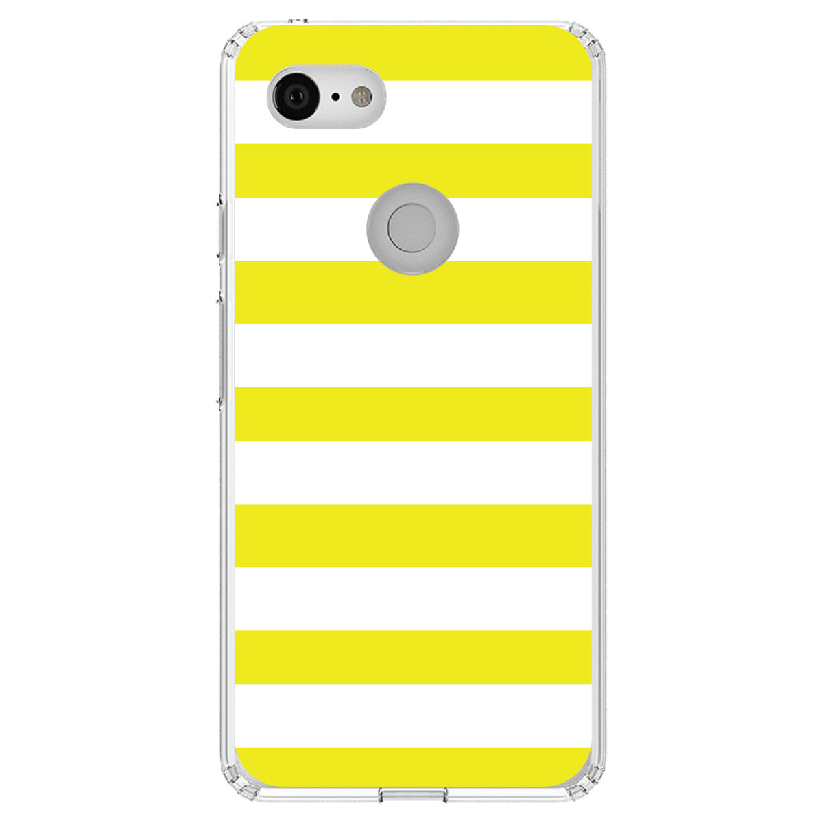Yellow & White Bold Horizontal Stripes Clear Shockproof iPhone Case, view 21