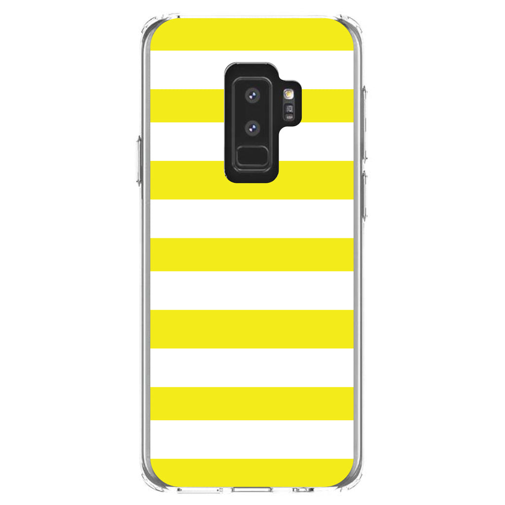 Yellow & White Bold Horizontal Stripes Clear Shockproof iPhone Case, view 20