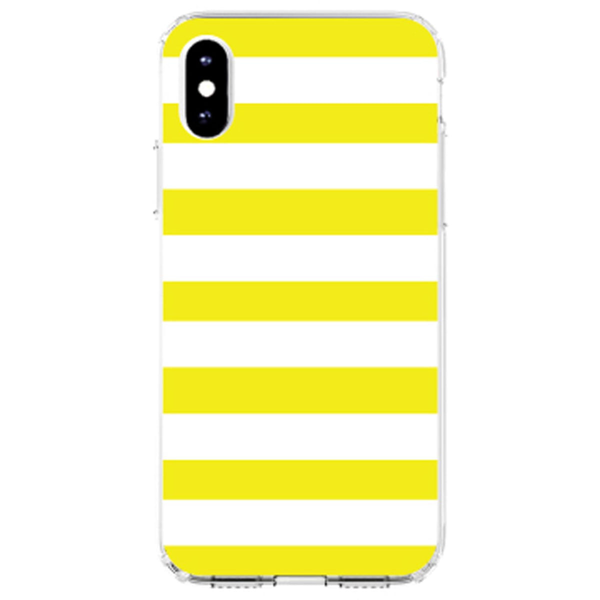 Yellow & White Bold Horizontal Stripes Clear Shockproof iPhone Case, view 3