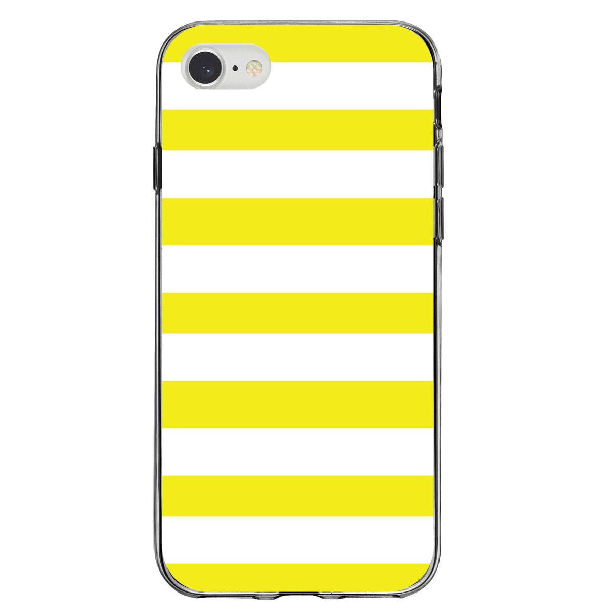Yellow & White Bold Horizontal Stripes Clear Shockproof iPhone Case, view 5
