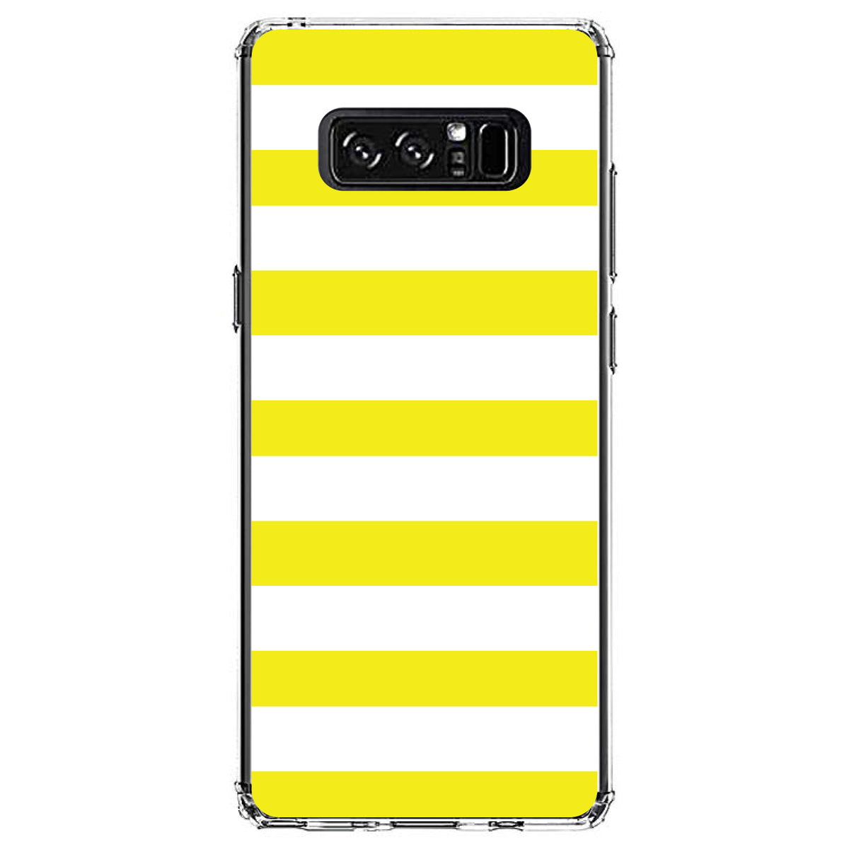 Yellow & White Bold Horizontal Stripes Clear Shockproof iPhone Case, view 12