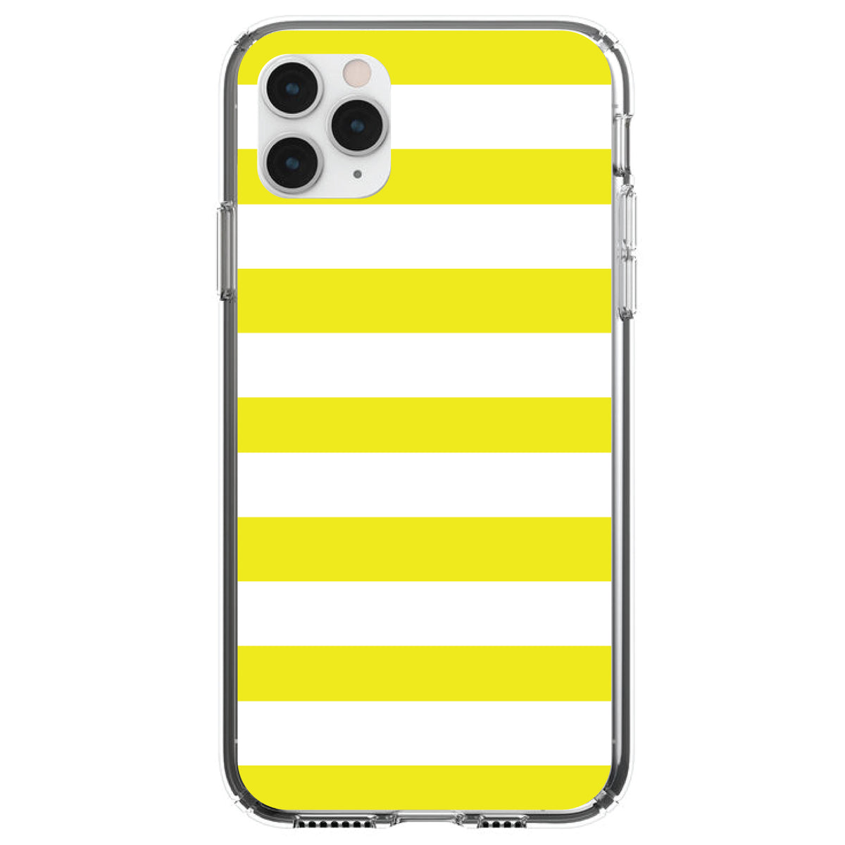 Yellow & White Bold Horizontal Stripes Clear Shockproof iPhone Case