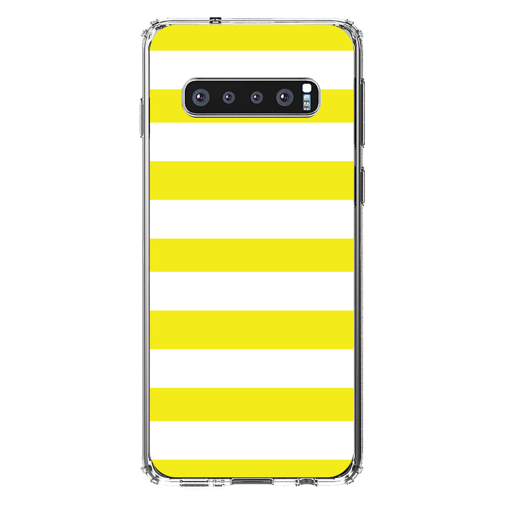 Yellow & White Bold Horizontal Stripes Clear Shockproof iPhone Case, view 16