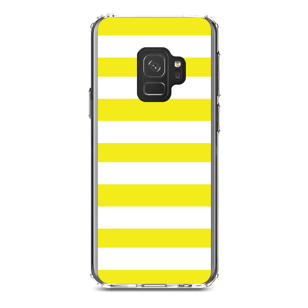 Yellow & White Bold Horizontal Stripes Clear Shockproof iPhone Case, view 19