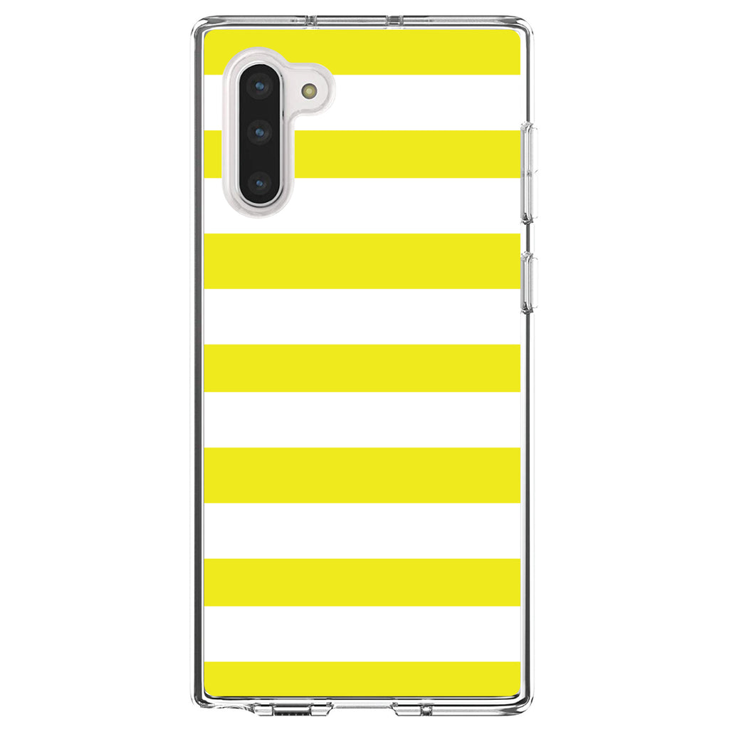 Yellow & White Bold Horizontal Stripes Clear Shockproof iPhone Case, view 9