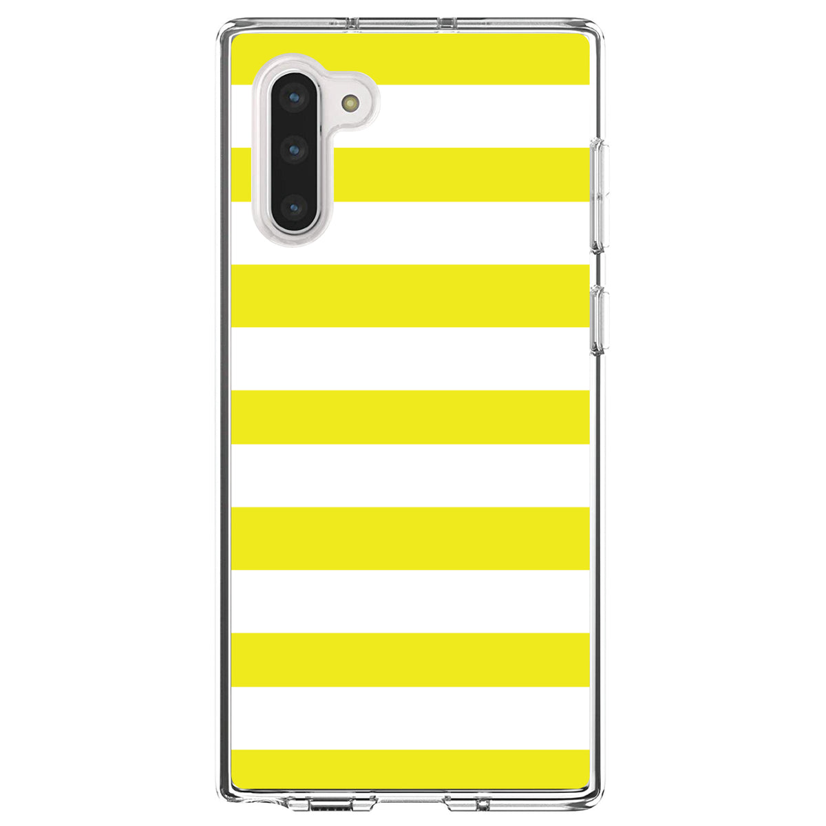 Yellow & White Bold Horizontal Stripes Clear Shockproof iPhone Case, view 9