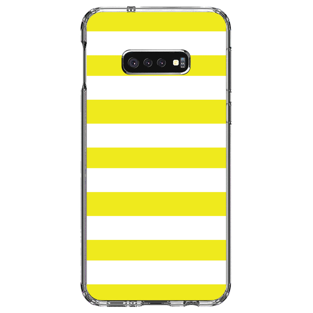 Yellow & White Bold Horizontal Stripes Clear Shockproof iPhone Case, view 18