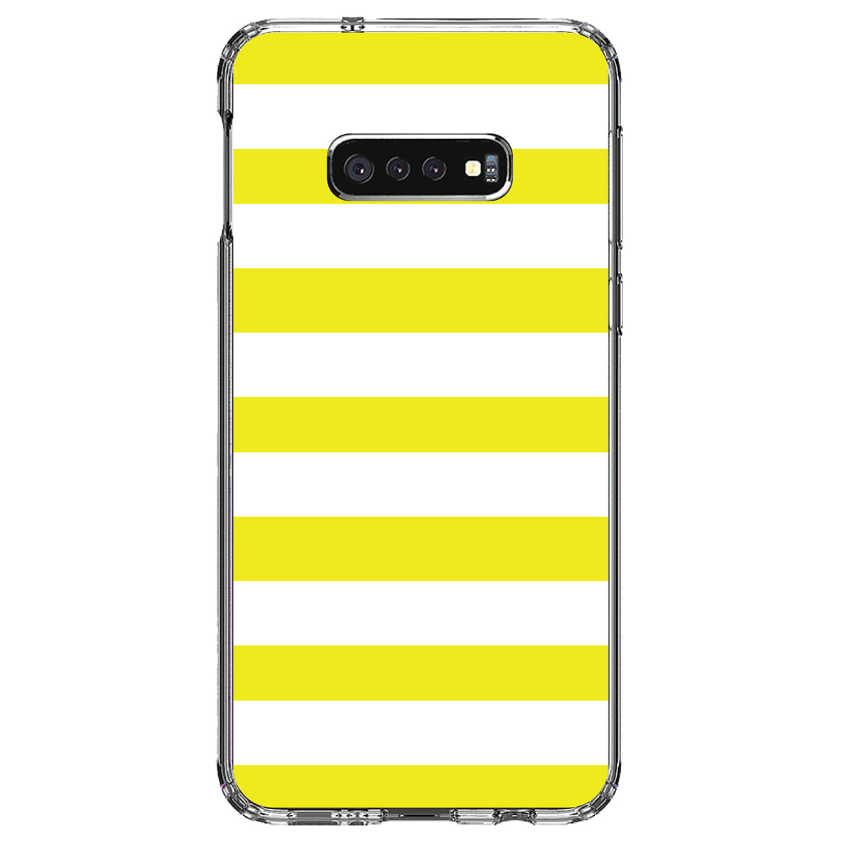 Yellow & White Bold Horizontal Stripes Clear Shockproof iPhone Case, view 18