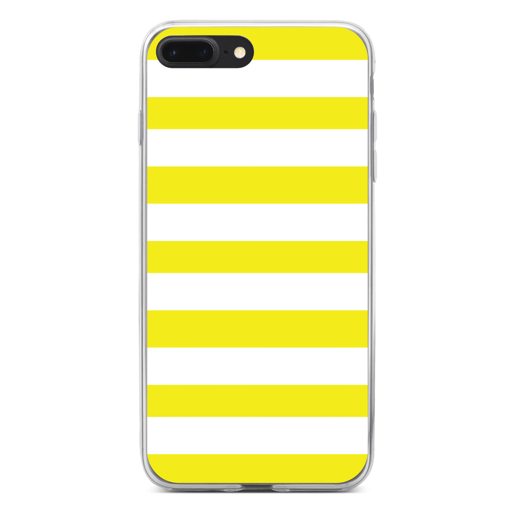 Yellow & White Bold Horizontal Stripes Clear Shockproof iPhone Case, view 6