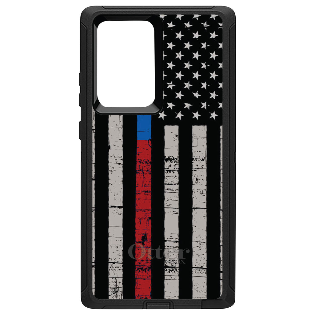 Thin Blue Line Thin Red Line US Flag OtterBox Defender Case for iPhone & Galaxy, view 13