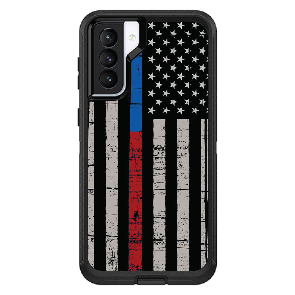 Thin Blue Line Thin Red Line US Flag OtterBox Defender Case for iPhone & Galaxy, view 5