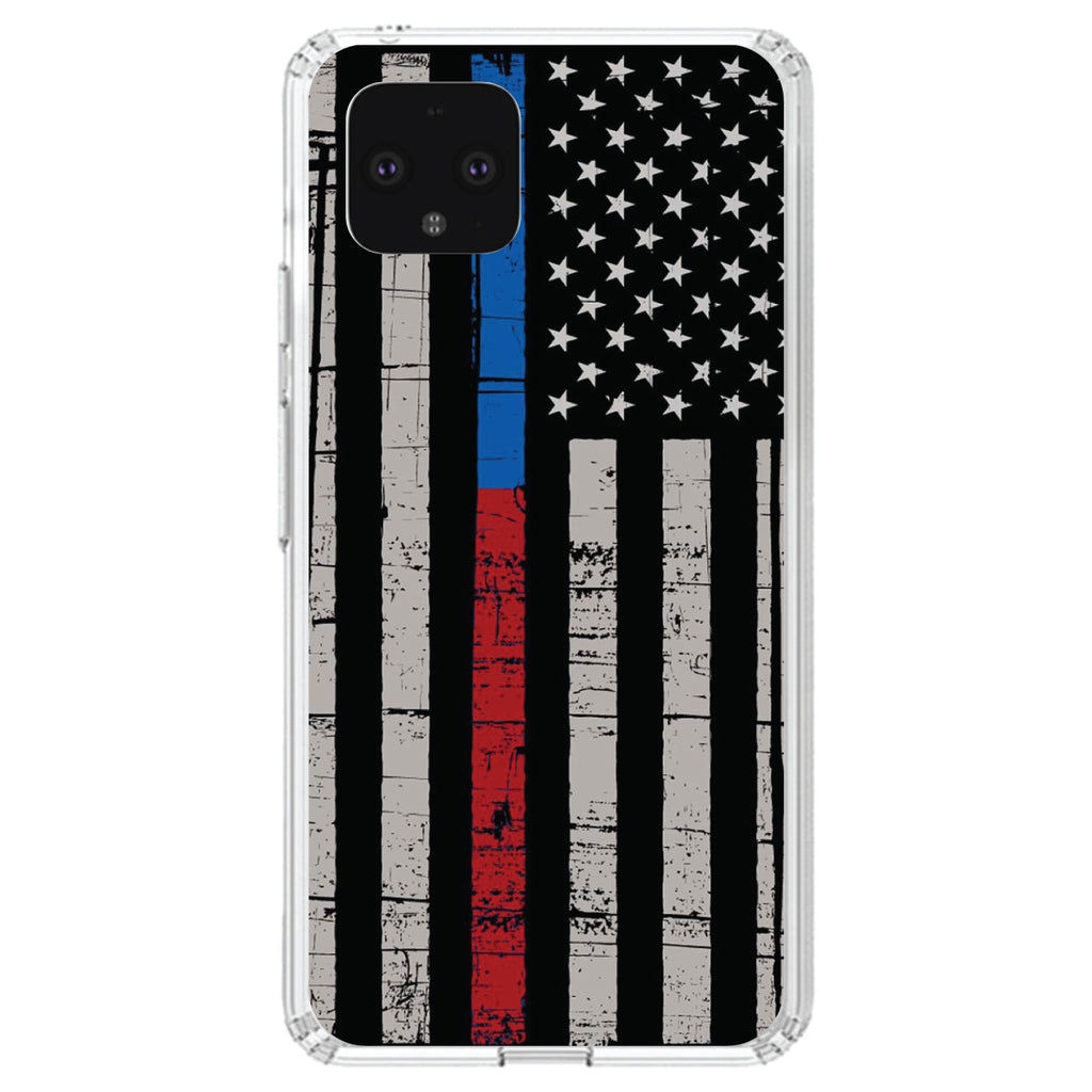Thin Blue Line Thin Red Line US Flag Clear Shockproof iPhone Case, view 23