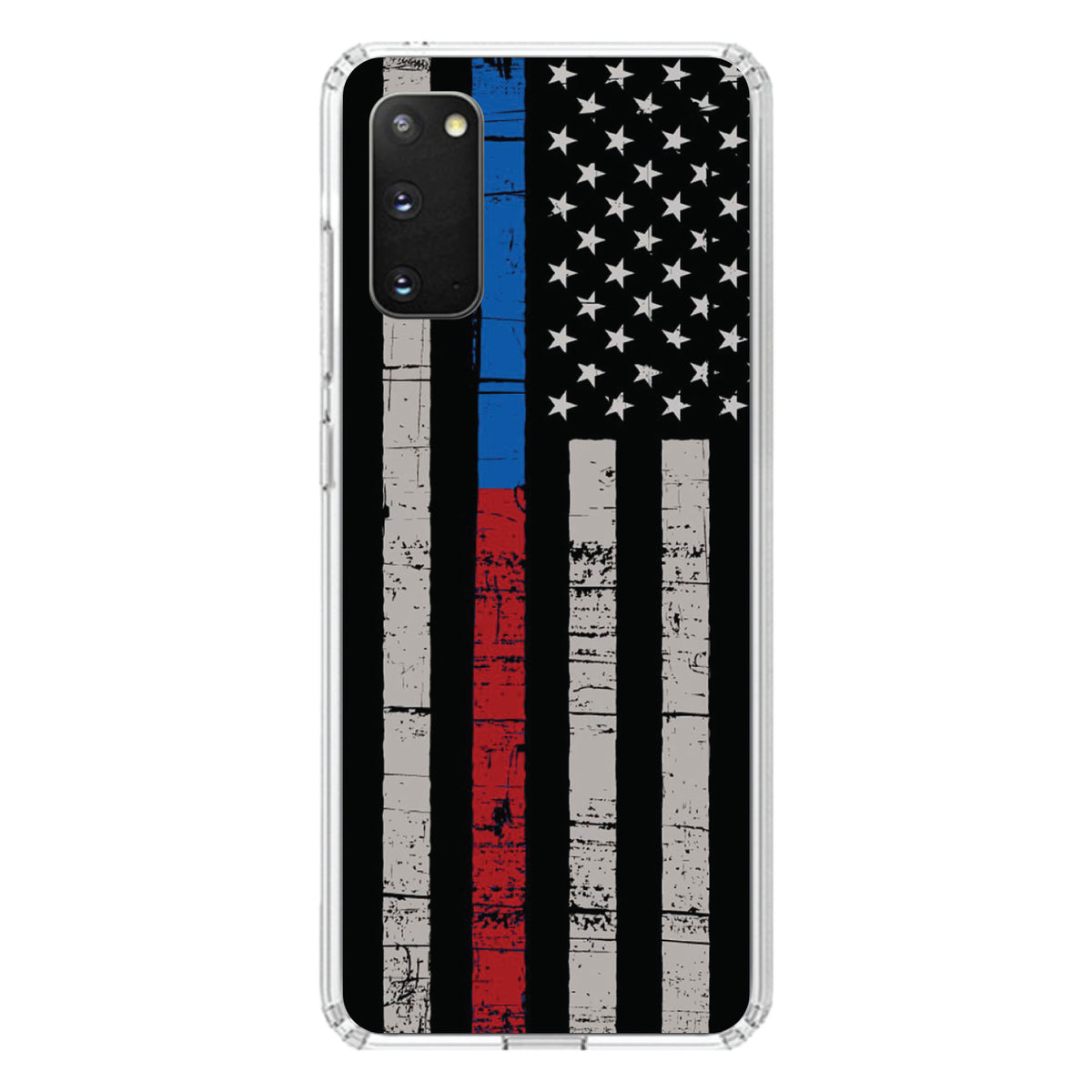 Thin Blue Line Thin Red Line US Flag Clear Shockproof iPhone Case, view 13