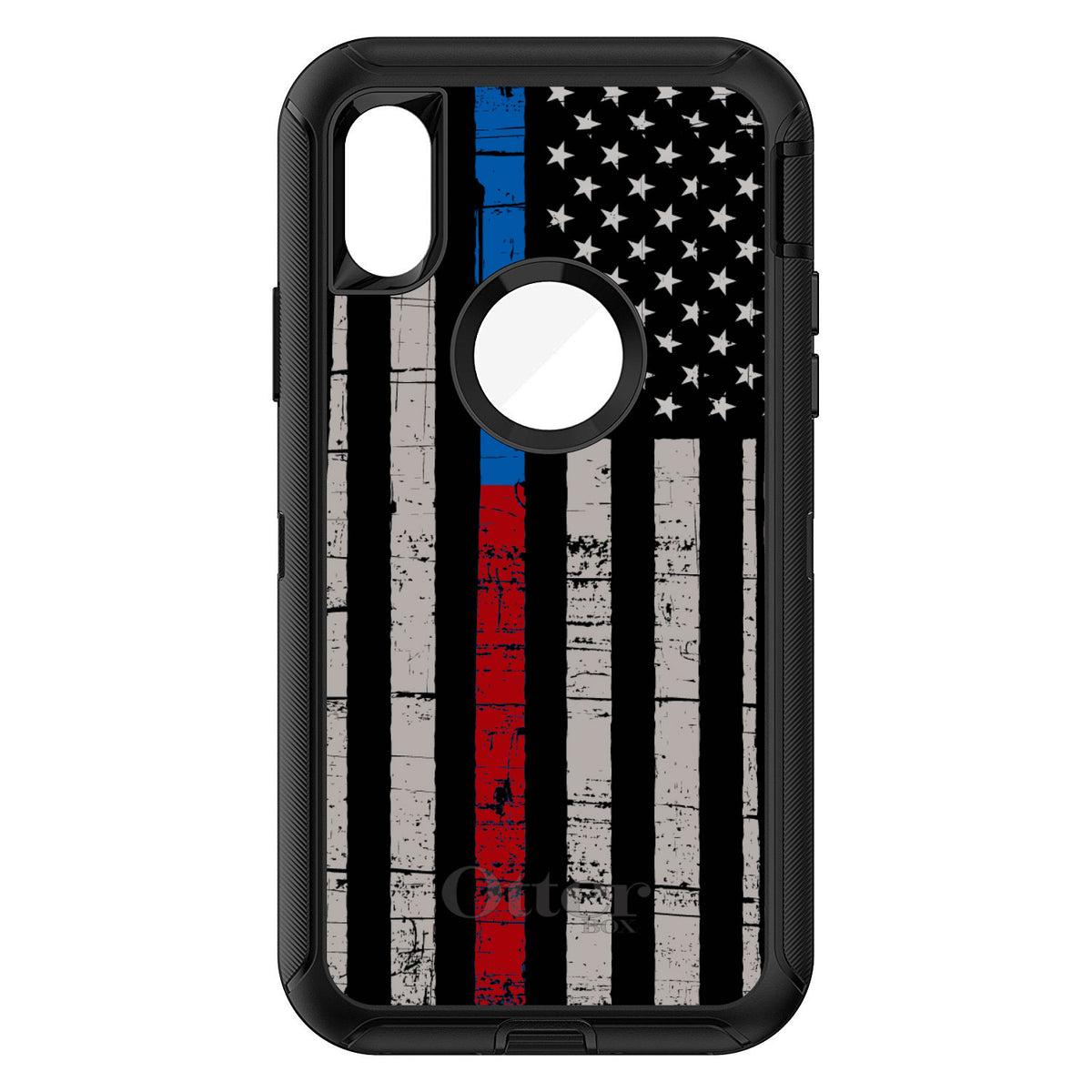 Thin Blue Line Thin Red Line US Flag OtterBox Defender Case for iPhone & Galaxy, view 3