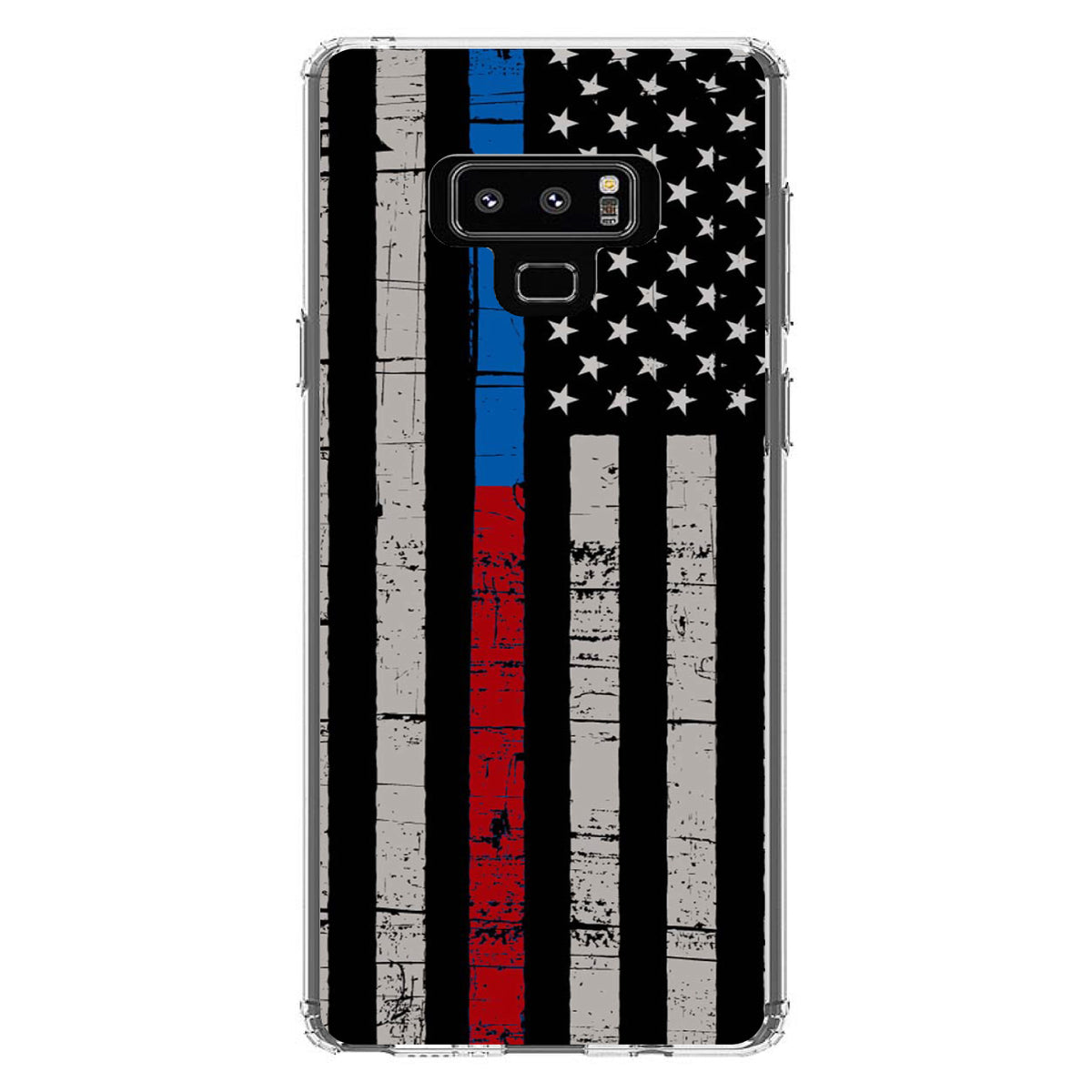 Thin Blue Line Thin Red Line US Flag Clear Shockproof iPhone Case, view 11
