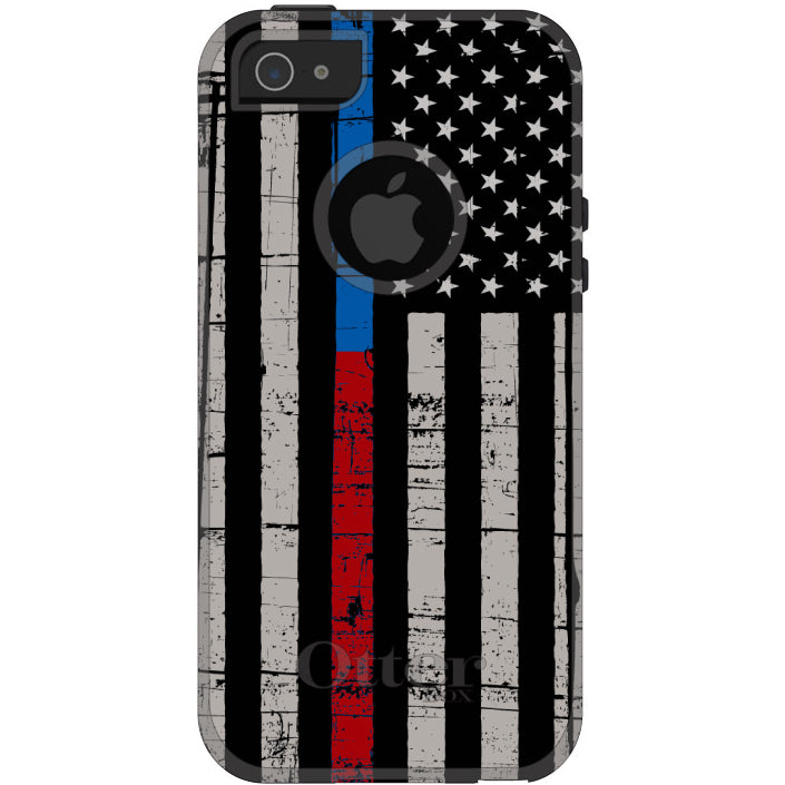 Thin Blue Line Thin Red Line US Flag OtterBox Commuter Case for iPhone & Galaxy, view 5