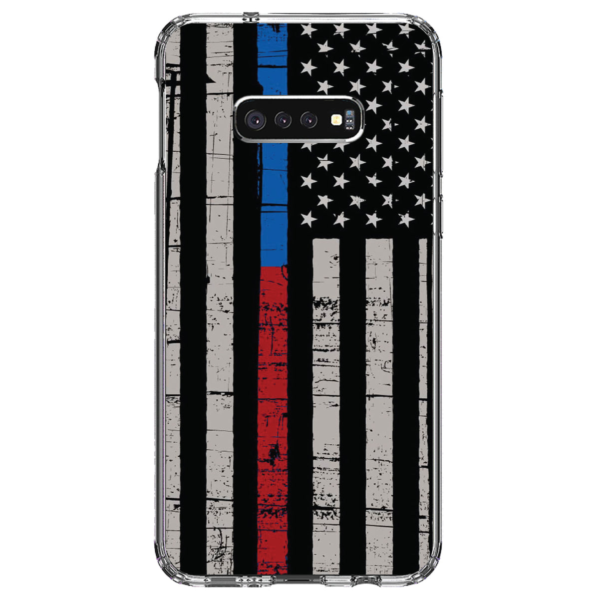 Thin Blue Line Thin Red Line US Flag Clear Shockproof iPhone Case, view 18