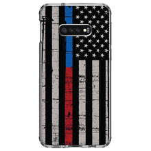 DistinctInk® Clear Shockproof Hybrid Case for Apple iPhone / Samsung Galaxy / Google Pixel - Thin Blue Line Thin Red Line US Flag