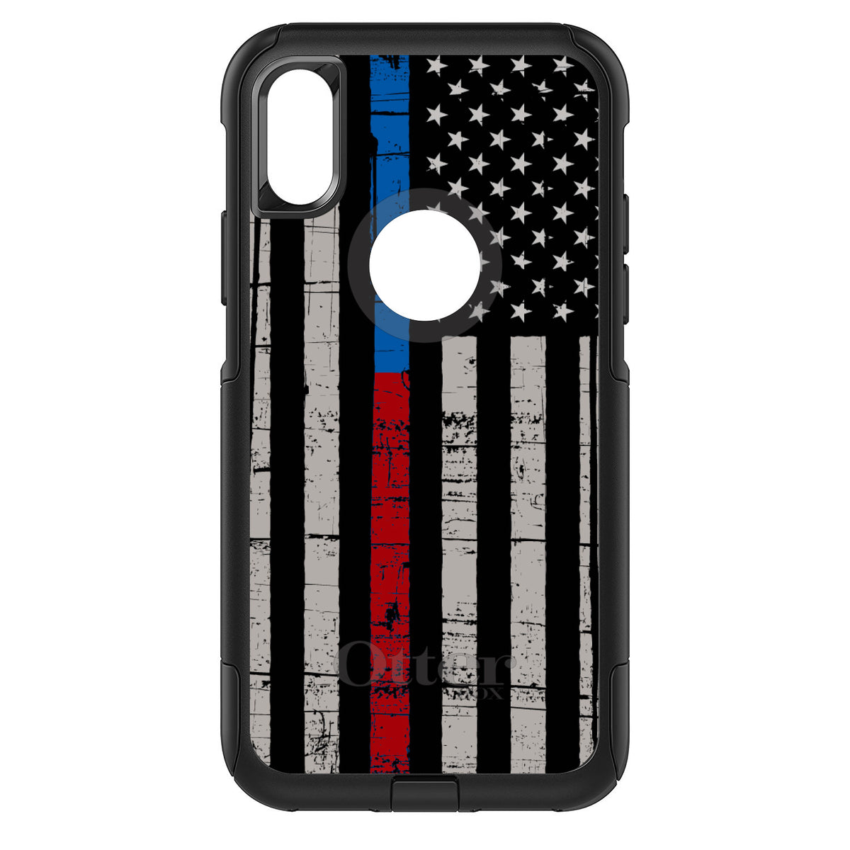 Thin Blue Line Thin Red Line US Flag OtterBox Commuter Case for iPhone & Galaxy, view 3