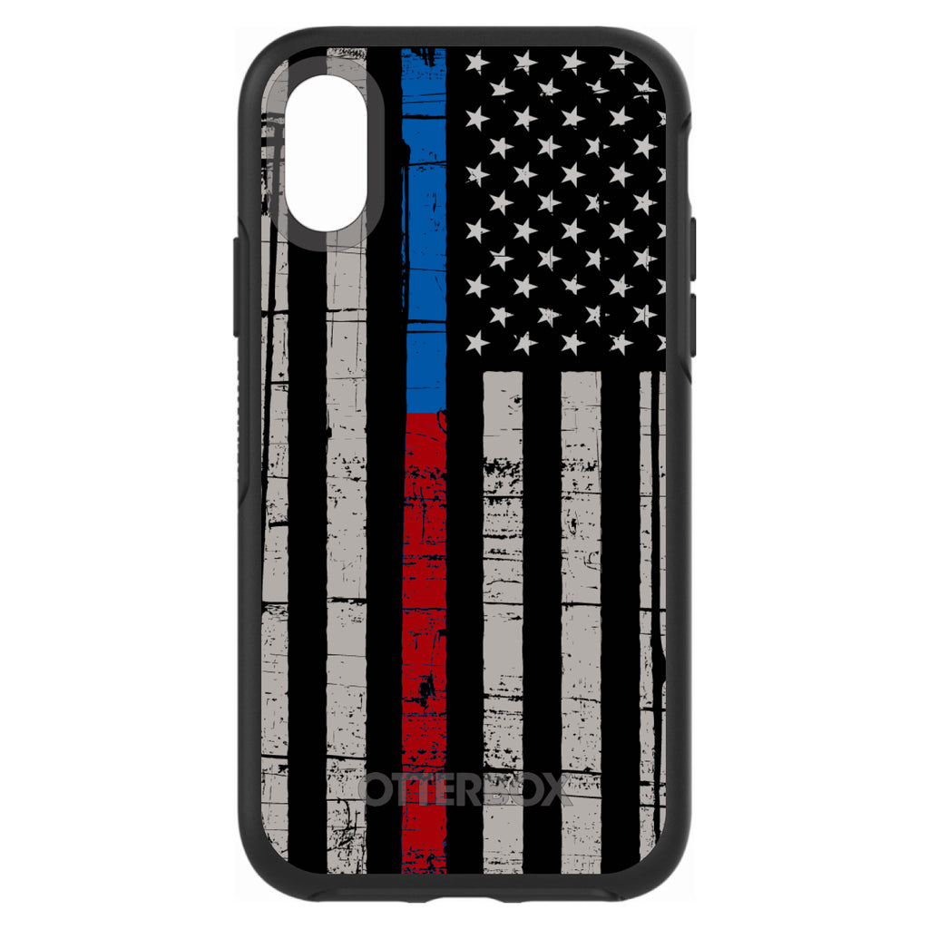Thin Blue Line Thin Red Line US Flag OtterBox Symmetry Case for iPhone & Galaxy, view 4