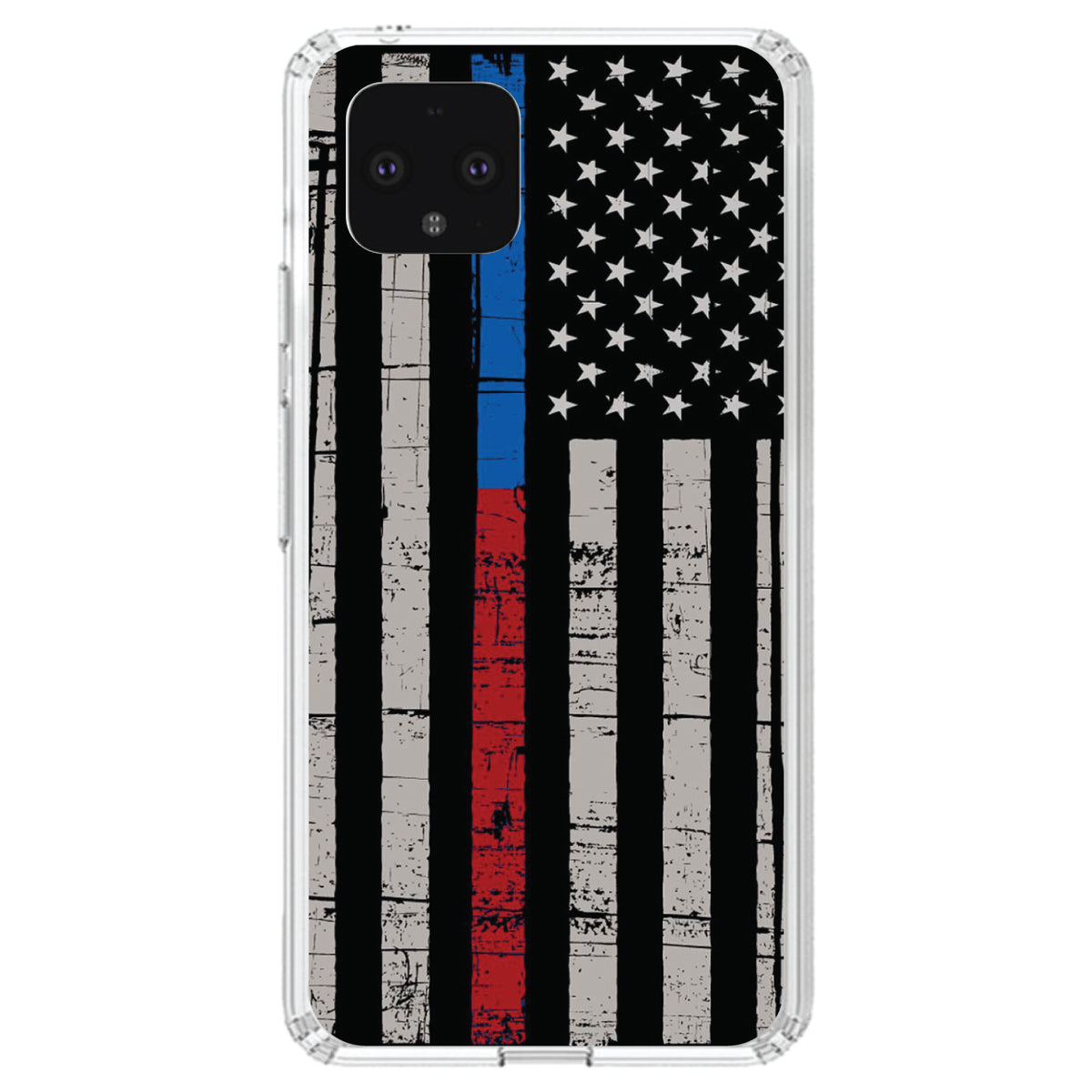 Thin Blue Line Thin Red Line US Flag Clear Shockproof iPhone Case, view 24