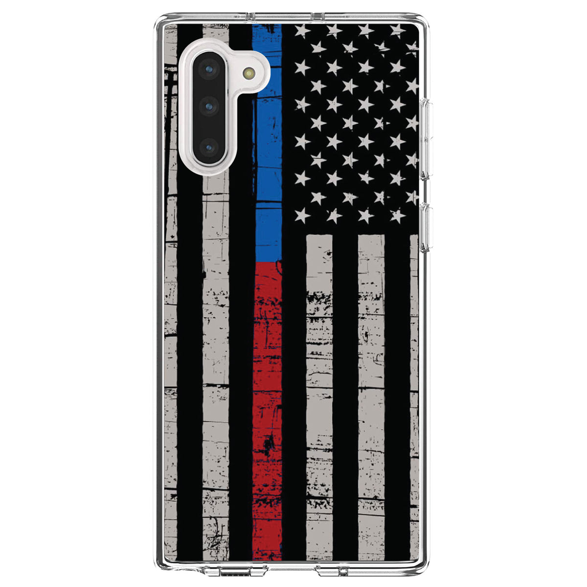 Thin Blue Line Thin Red Line US Flag Clear Shockproof iPhone Case, view 9