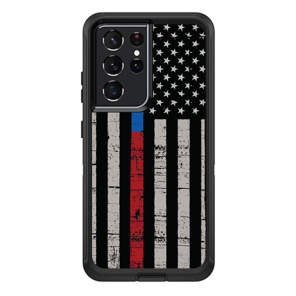 Thin Blue Line Thin Red Line US Flag OtterBox Defender Case for iPhone & Galaxy, view 7