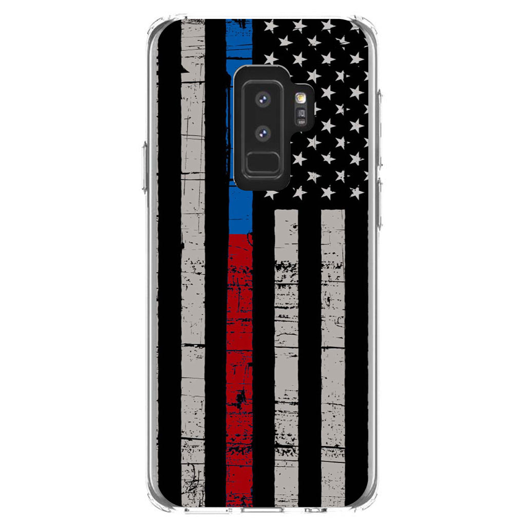 Thin Blue Line Thin Red Line US Flag Clear Shockproof iPhone Case, view 20