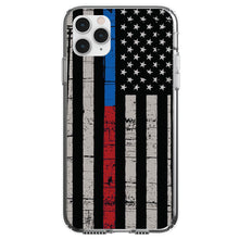 DistinctInk® Clear Shockproof Hybrid Case for Apple iPhone / Samsung Galaxy / Google Pixel - Thin Blue Line Thin Red Line US Flag