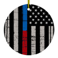 Thin Blue Line Thin Red Line US Flag Ceramic Ornament