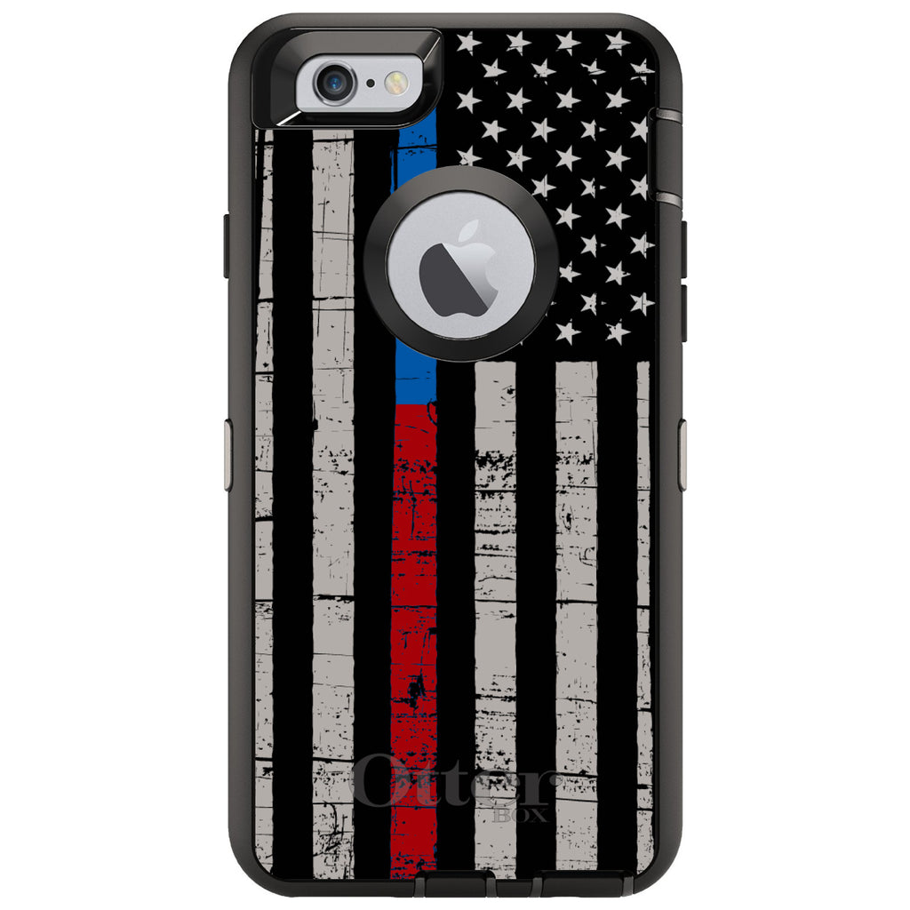 Thin Blue Line Thin Red Line US Flag OtterBox Defender Case for iPhone & Galaxy, view 4