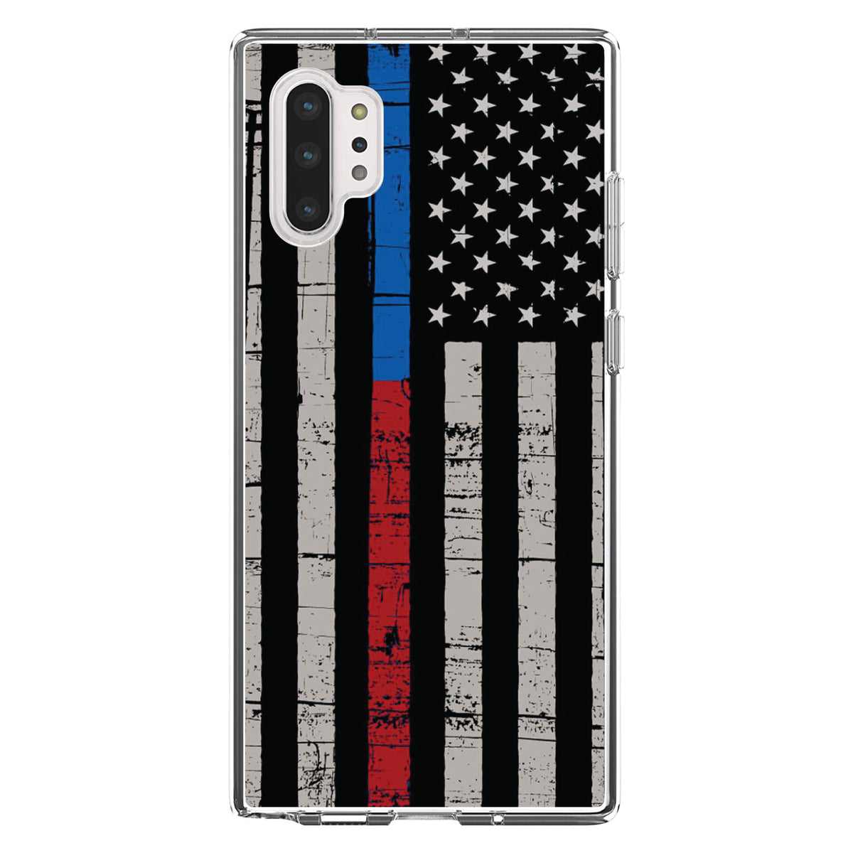 Thin Blue Line Thin Red Line US Flag Clear Shockproof iPhone Case, view 10